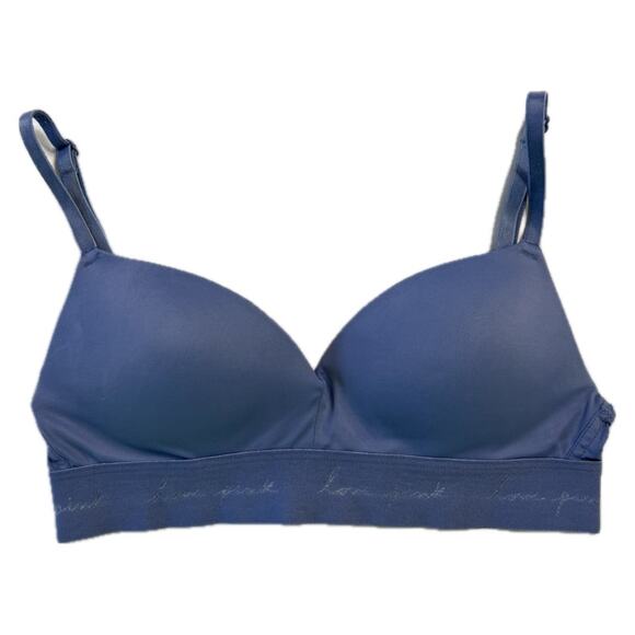 PINK Victoria's Secret Women's 32B Bra Blue Wireless Push-Up Adjustable Straps - Picture 1 of 7